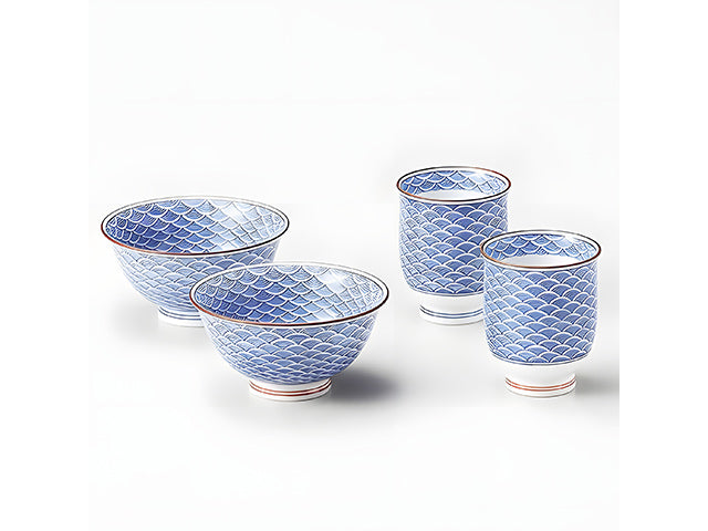 Seigaiha cups COFFEE CUPS HASAMI PORCELAIN SEIGAIHA TEA CUPS