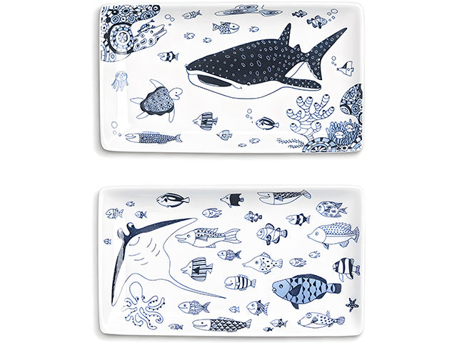 Jinbeizame sushi plates COCO MARINE HASAMI PORCELAIN PLATES SUSHI PLATES