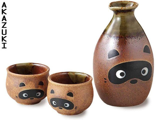 Tanuki Saké service set DRINKWARE MINO CERAMIC SAKE SETS